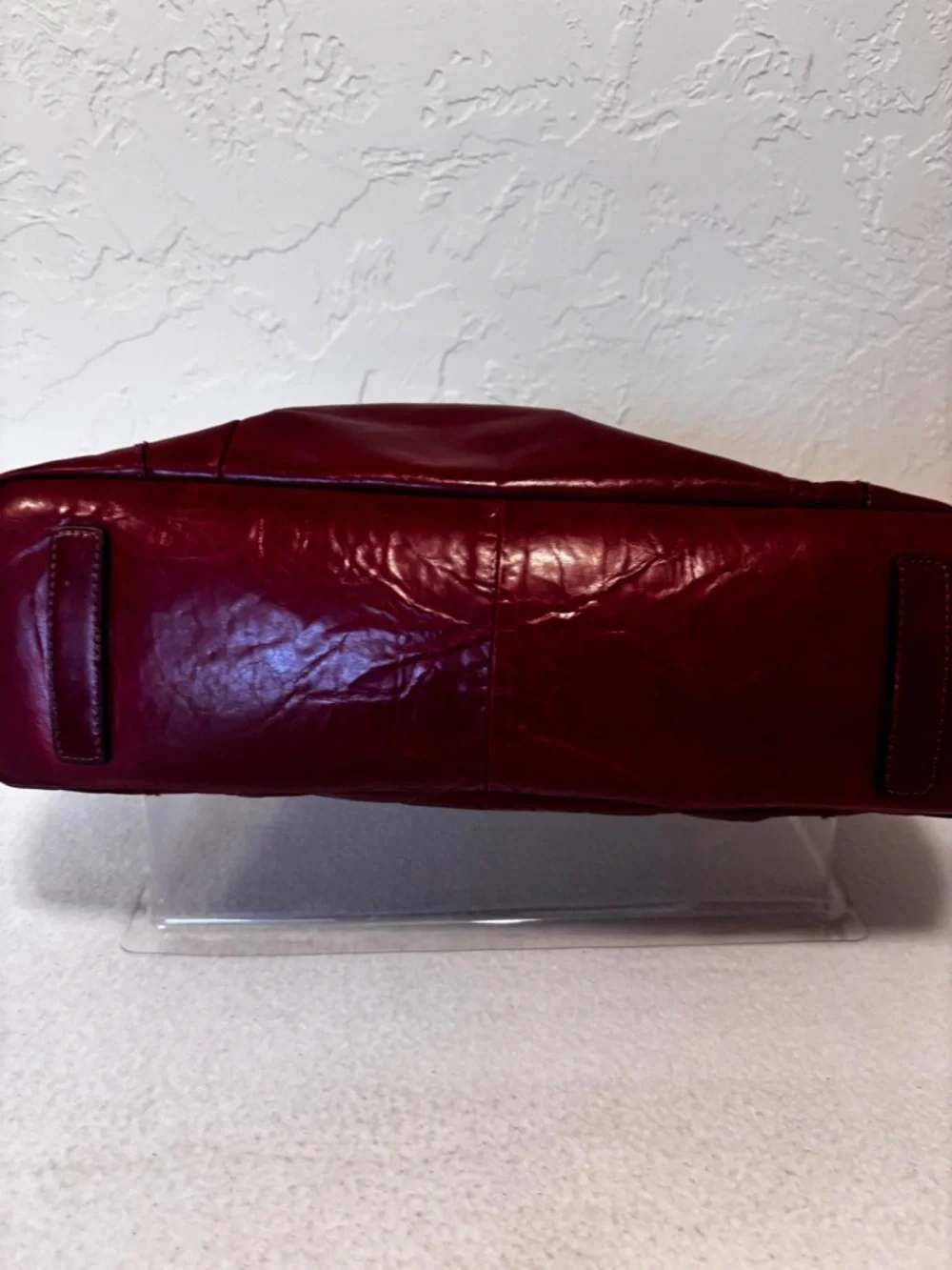 Relativity Red Leather Tote Bag‎ Large Buckle Satchel Shoulder Bag